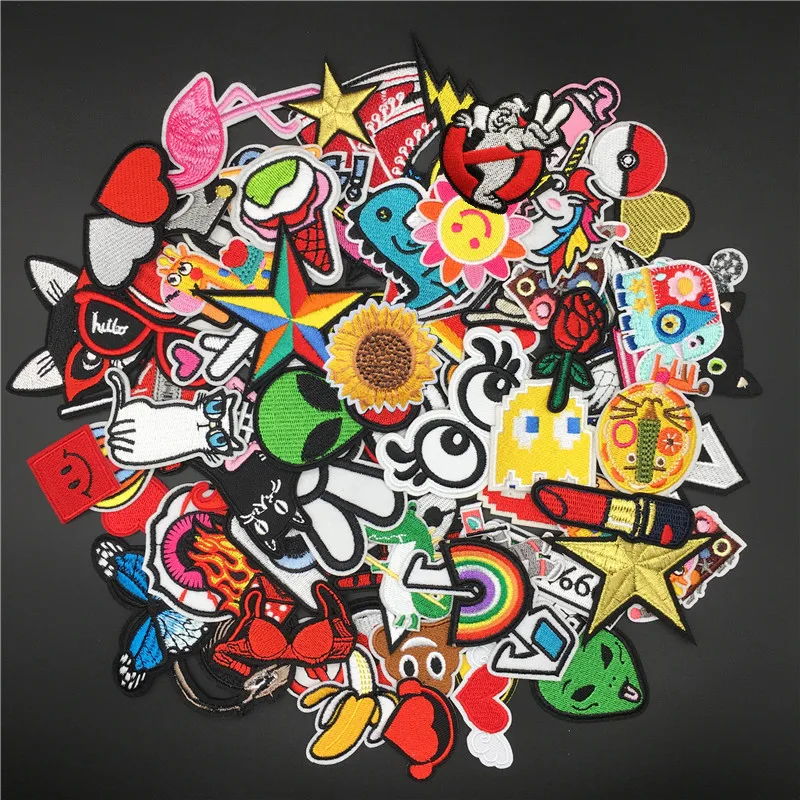 Parches de hipopótamo variados para ropa, insignias de hierro bordadas, apliques artesanales, decoración de camisetas para niños, 50 unids/lote - imagen 2