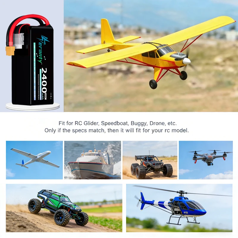 Teranty 6S 2400mAh Lipo Batería 22.2V 50C/100C con T XT60 Plug Softtcase para FPV Drone RC Helicóptero Avión RC Batería - imagen 5