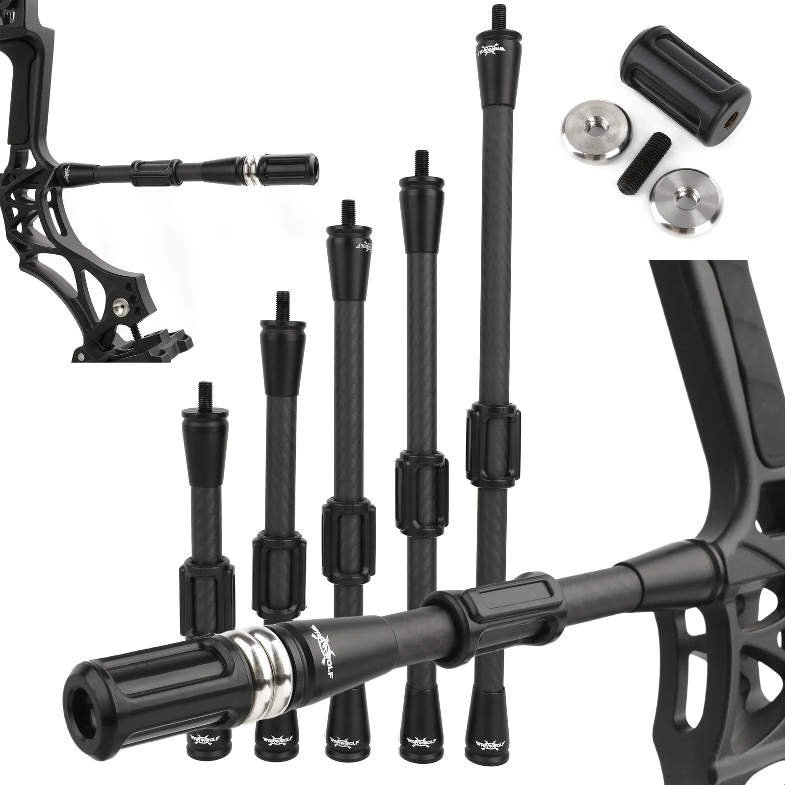 Tiro con arco 3K arco compuesto de carbono amortiguador estabilizador varilla de equilibrio para reducir el ruido tiro al aire libre HUnting