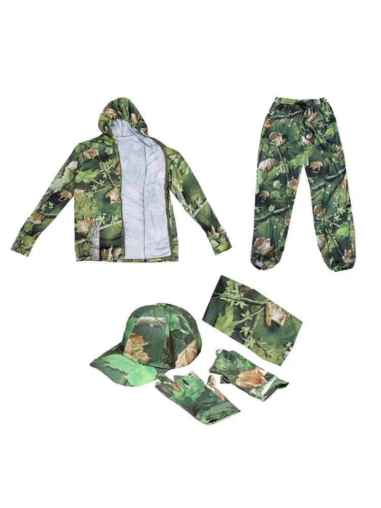 Traje de pesca fino y transpirable para hombre, resistente a los rayos UV, camuflaje biónico, fotografía de jungla, observación de aves, ropa de caza, verano - imagen 4