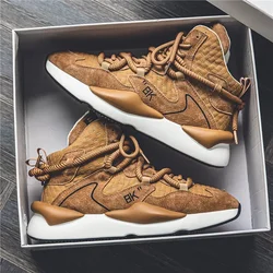 Zapatillas de felpa de corte alto para hombre, zapatos cálidos y a la moda para deportes y ocio, con cordones, para correr, para jóvenes, para otoño e invierno, novedad