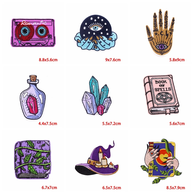 10 unids/lote Horror Punk/cráneo bordado parche fuego dinosaurio cinta parche hierro en parches para ropa parches termoadhesivos DIY - imagen 4