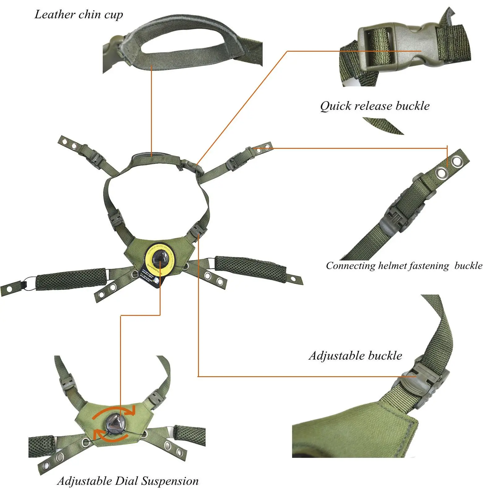BOOIU Wendy casco Dial sistema de suspensión correa para la barbilla casco táctico Airsoft correa para la barbilla caza explorador cascos rápidos avanzados ﻿ - imagen 5