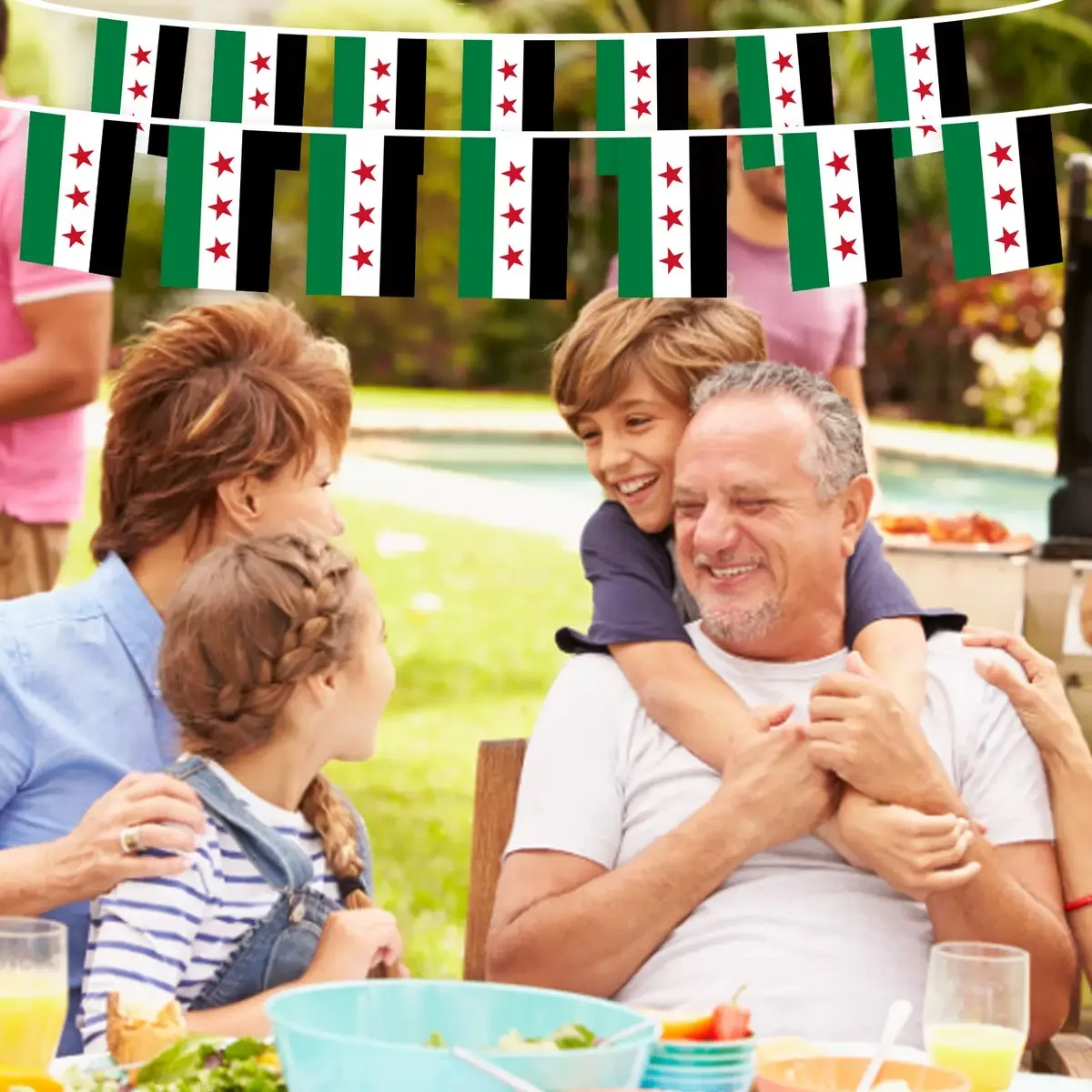 14*21 cm 20 piezas bandera de Siria cadena de personaje sirio cartel de tres estrellas de la República Árabe Siria - imagen 2