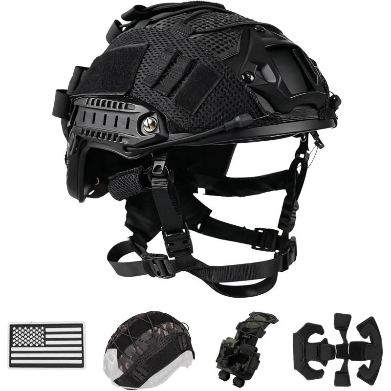 Casco protector táctico rápido casco táctico ajustable con bolsa de batería y cubierta para Airsoft, Cosplay, equipo militar - imagen 2