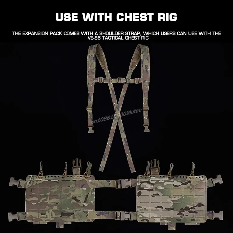 Plataforma de pecho táctica Alpha con paquete de expansión, chaleco con soporte de carga estilo SS (LBV), Kit de expansor Alpha, bolsa, equipo MOLLE dividido de 34A - imagen 3