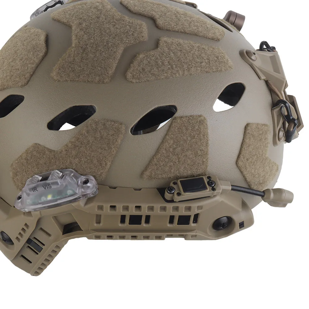 Conjunto de casco rápido de arco Modular táctico con caja de batería de riel, luz IR/ROJA, linterna LED, luz de señal, equipo de tren Airsoft para caza - imagen 5
