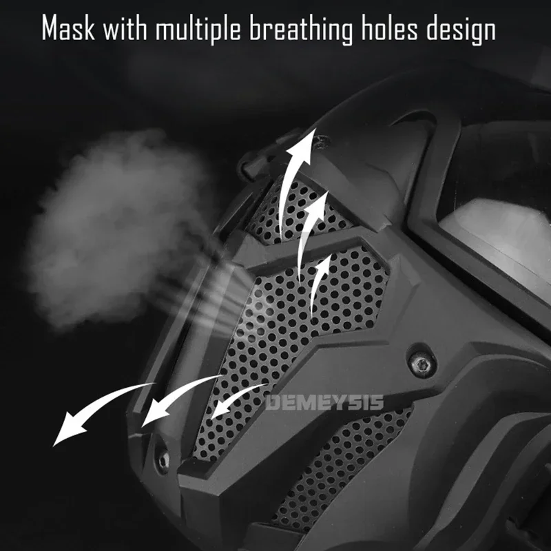 Airsoft Full Face Mask with Micro Fan Tactical Anti-fog Cs Game Protective Mask Wargame Paintball Masks - imagen 5