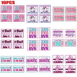 10 Uds. Venta al por mayor parche de dibujos animados parches bordados con letras rosas DIY parches para planchar para ropa chaquetas sombreros insignias bordadas