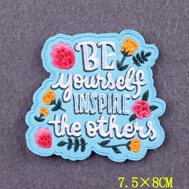 Parches de palabras positiva para ropa, pegatinas, eslogan DIY NO WAR, parche bordado para planchar en la ropa, insignias de rayas en la mochila - imagen 5