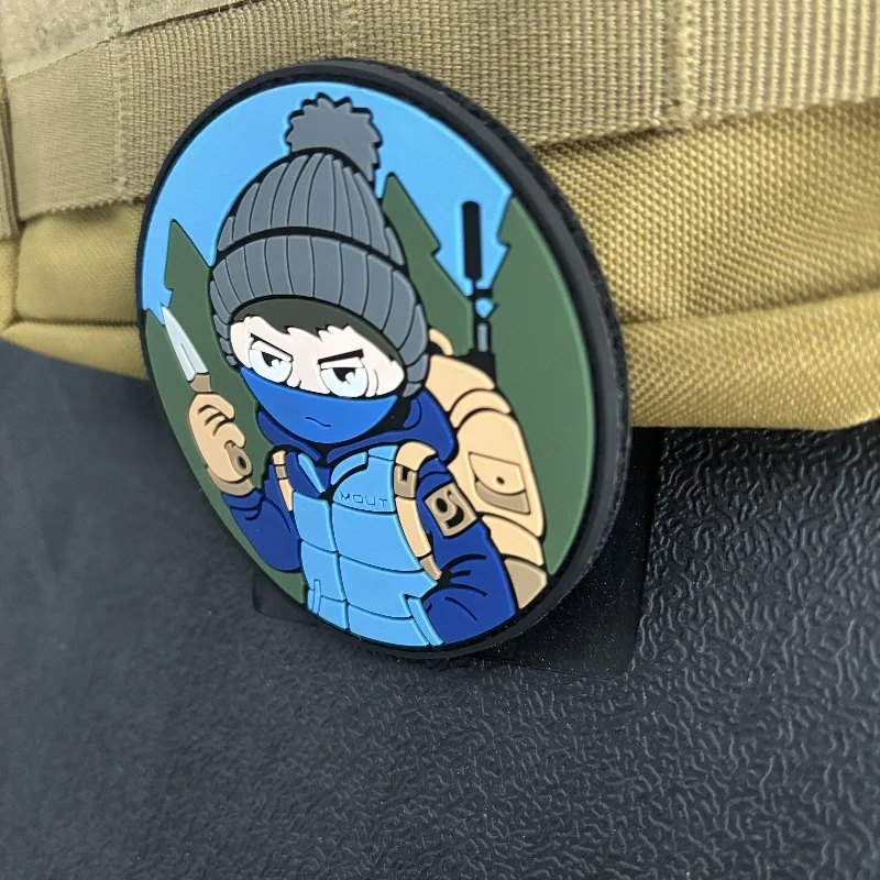 Parche táctico de niño enmascarado con cuchillo, insignia de moral de niño Antiterror, pegatinas de mochila DIY, emblema de gancho y bucle de PVC 3D, militar, Ruso - imagen 2