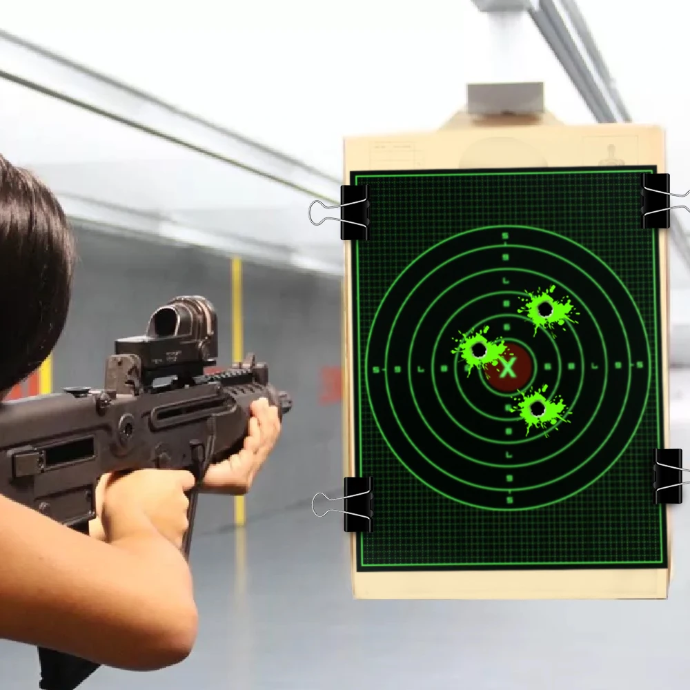 10 Uds. Objetivo de tiro de cartón de 10,6x13,8 pulgadas, papel de destino de tiro, objetivo verde fluorescente de alta visibilidad para disparar - imagen 4