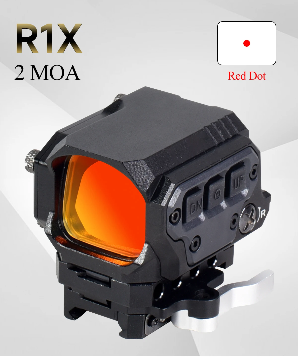 Mira óptica táctica R1X de punto rojo sobre un rifle AR
