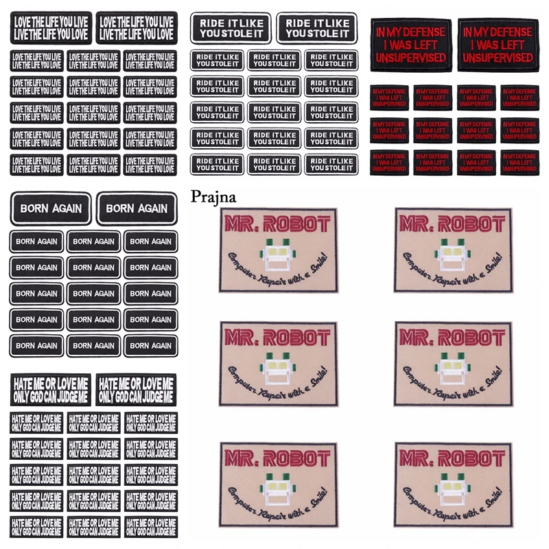 Prajna-Parches bordados de Anime Space MR Robot para ropa, Parche de costura, insignia de dibujos animados, barato, venta al por mayor - imagen 2