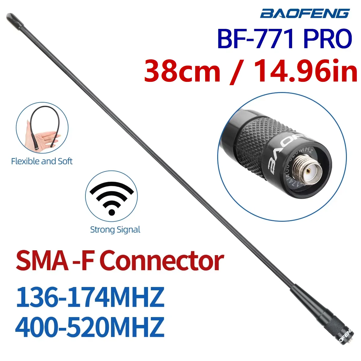 Baofeng BF-771 PRO antena hembra SMA de doble banda Walkie Talkie antena de látigo para UV-5R BF-888S UV 21 PRO 5RH Quansheng UV-K6 UV K5 - imagen 2
