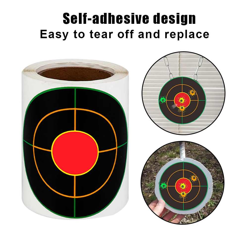 100/200 Uds. Alvos de papel de impacto amarillo fluorescente de 3 pulgadas pegatinas autoadhesivas para objetivos de tiro con salpicaduras - imagen 3