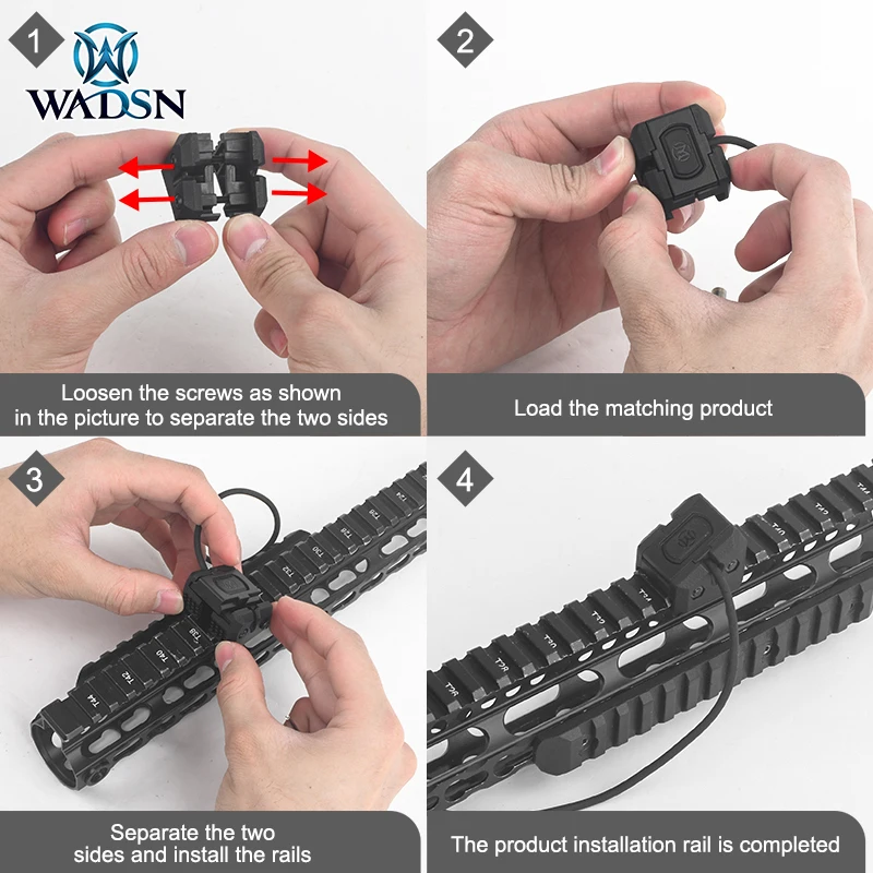 WADSN PEQ15 interruptor de presión de luz de caza, montaje láser CQBL, dhlight HRF, doble rampa Modbutton, apto para riel de 20MM - imagen 3