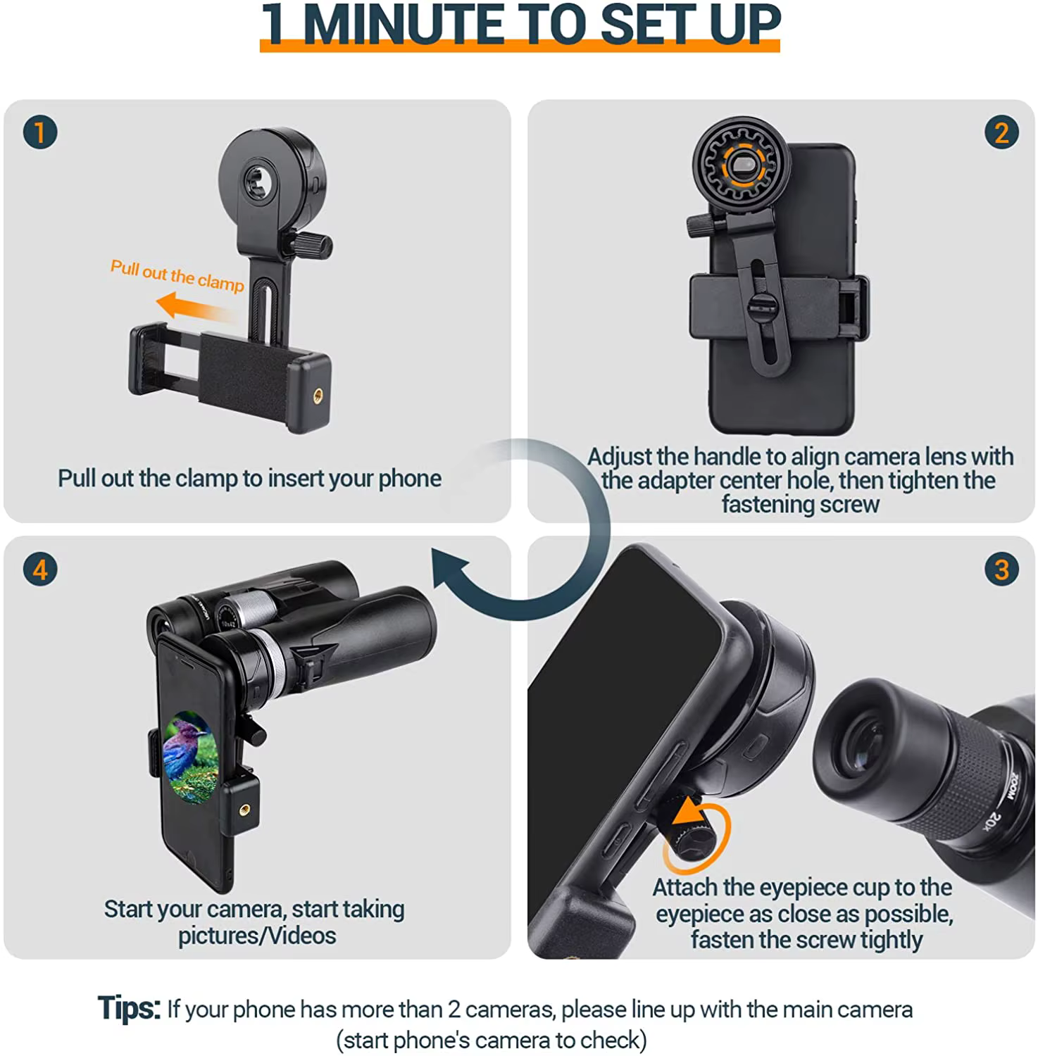 Adaptador para telescopio y binocular – Soporte móvil - imagen 4