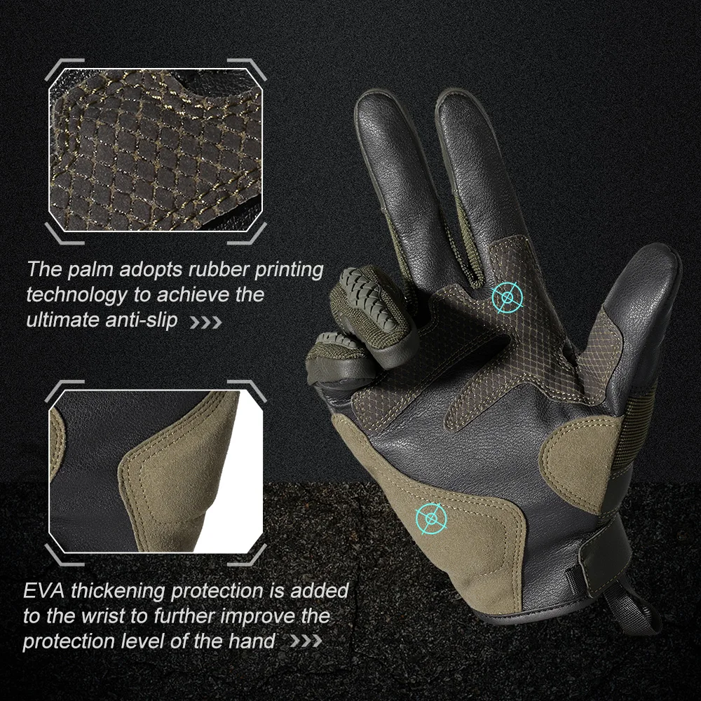Guantes tácticos de motocicleta para hombre y mujer, manoplas de goma antideslizantes a prueba de golpes para pantalla táctil, protección para caza y tiro - imagen 3