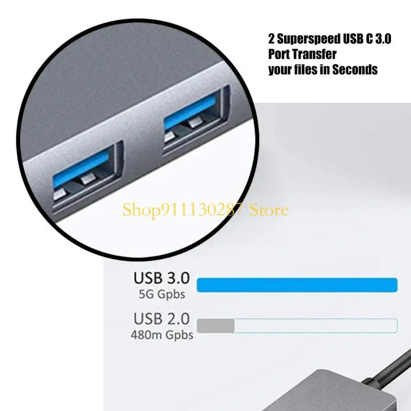 Adaptador ampliable 4 J1HC USB C en 1 puerto carga rápida 4K HDTV tipo C 2xUSB3.0 - imagen 5