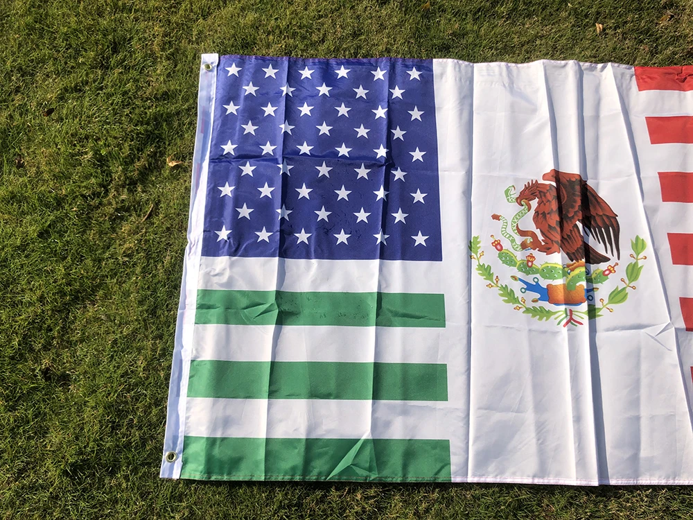 SKY FLAG Bandera US MX FRIENDSHIP 3x5 pies doble penetración poliéster Bandera US MX FRIENDSHIP para bandera colgante de América y México - imagen 3