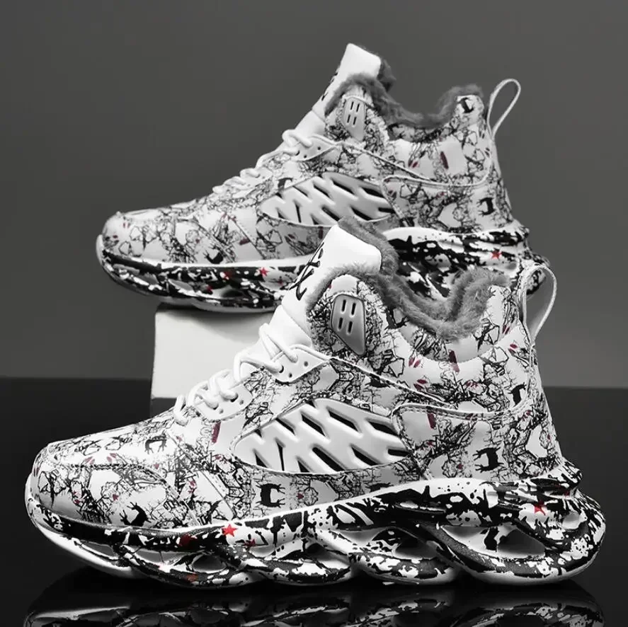 Botines antideslizantes para hombre, botas de nieve cálidas para exteriores, zapatos deportivos de felpa para correr, Invierno - imagen 5