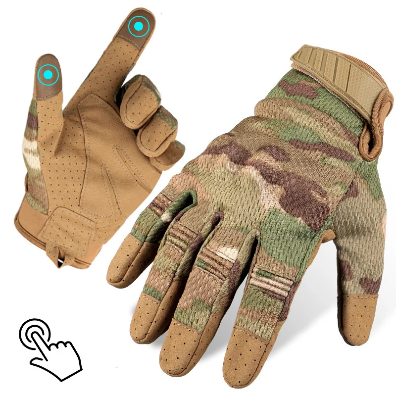 Guantes de dedo completo con pantalla táctil para hombre, guantes armados de caza, guantes tácticos de tiro de Paintball, senderismo, ciclismo, transpirables - imagen 4