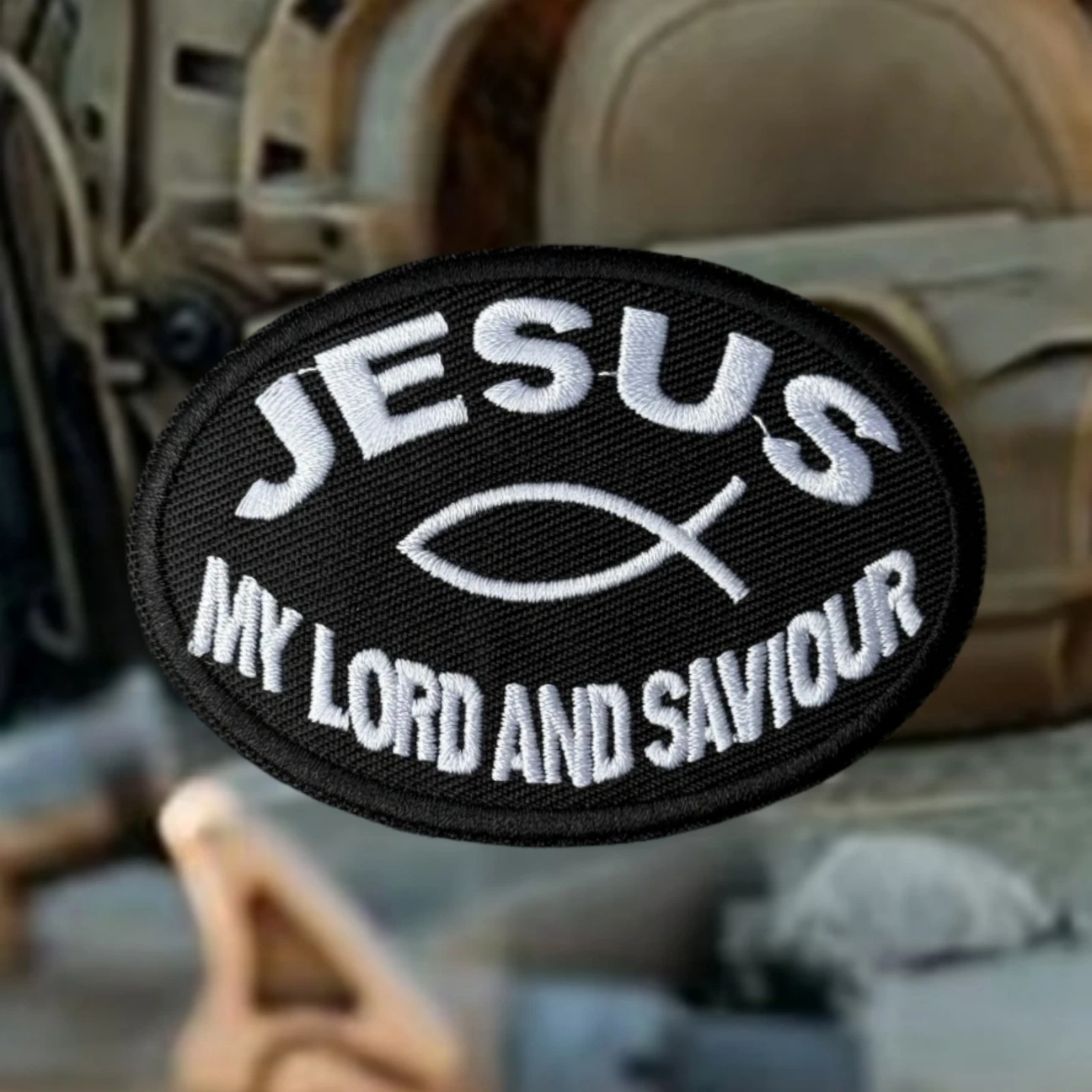 Jesús mi Señor y Salvador Jesús pescado Dios cristiano insignia de moral bordada parches de gancho táctico pegatinas de mochila militar - imagen 2