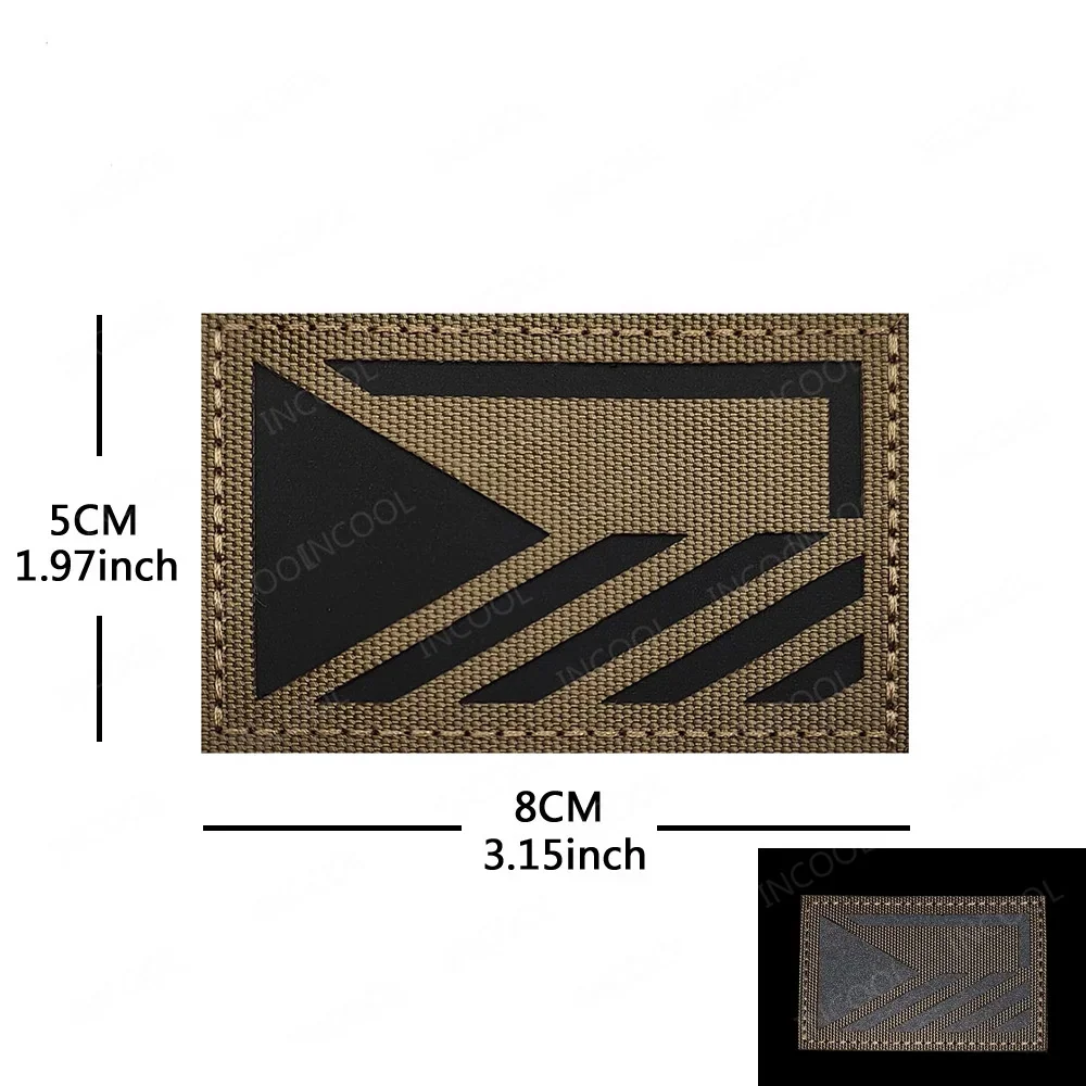 Parches de bandera de República Checa, color caqui, reflectante IR, verde militar, negro, bordado CZE, banderas de goma de PVC, insignias finas con apliques de línea azul - imagen 4