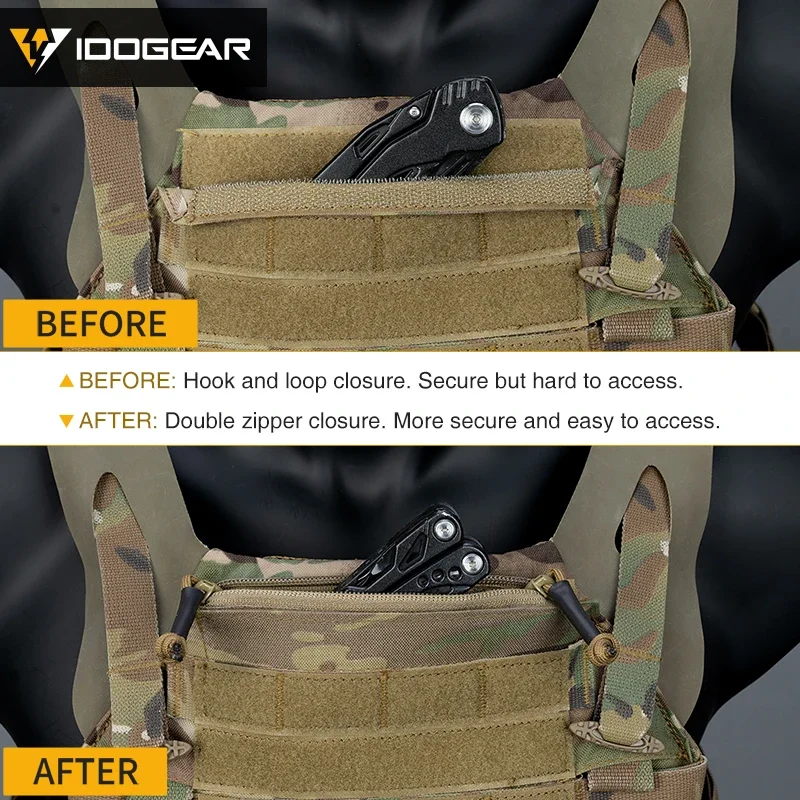 IDOGEAR Inserto de tira de cremallera para chaleco de combate JPC2.0 Accesorios de bolsillo con gancho y bucle Cremalleras dobles 5,9 "de longitud Paquete de 2 3943 - imagen 4