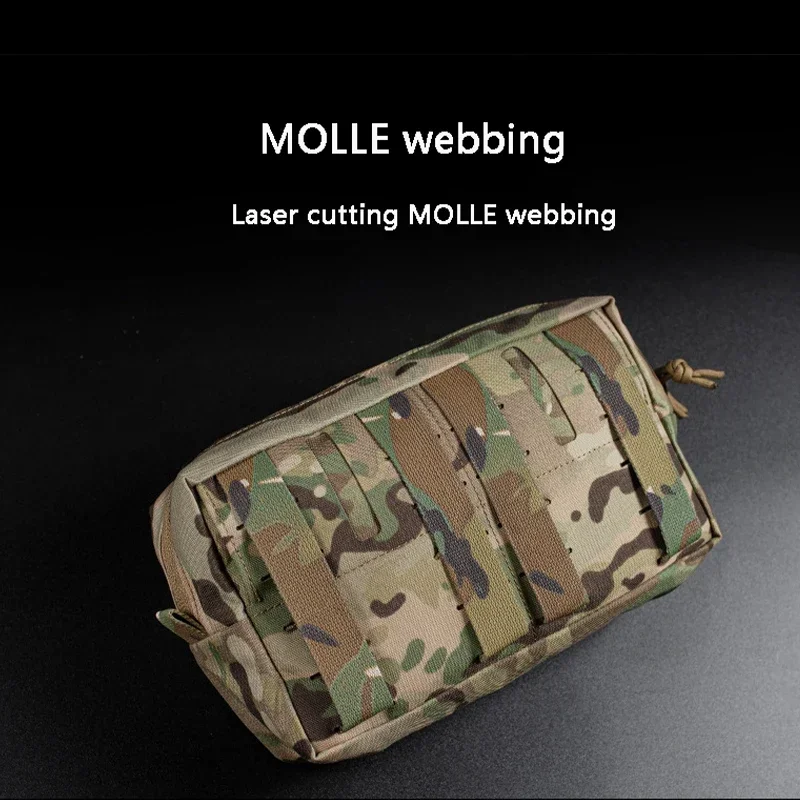 Bolsa secundaria GP (ancho), bolsa de red para exteriores, bolsa para artículos diversos con cremallera, soporte Molle de gamuza mágica, pretina adaptable, bolsa para chaleco táctico - imagen 2