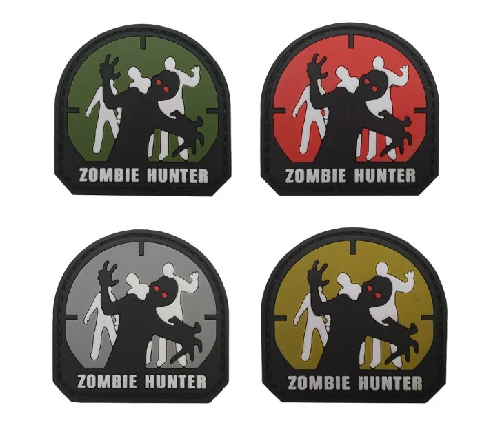Bordado de PVC, Material reflectante, parches de cazador de zombies, insignia de la mano trasera, apliques decorativos militares tácticos para ropa - imagen 3