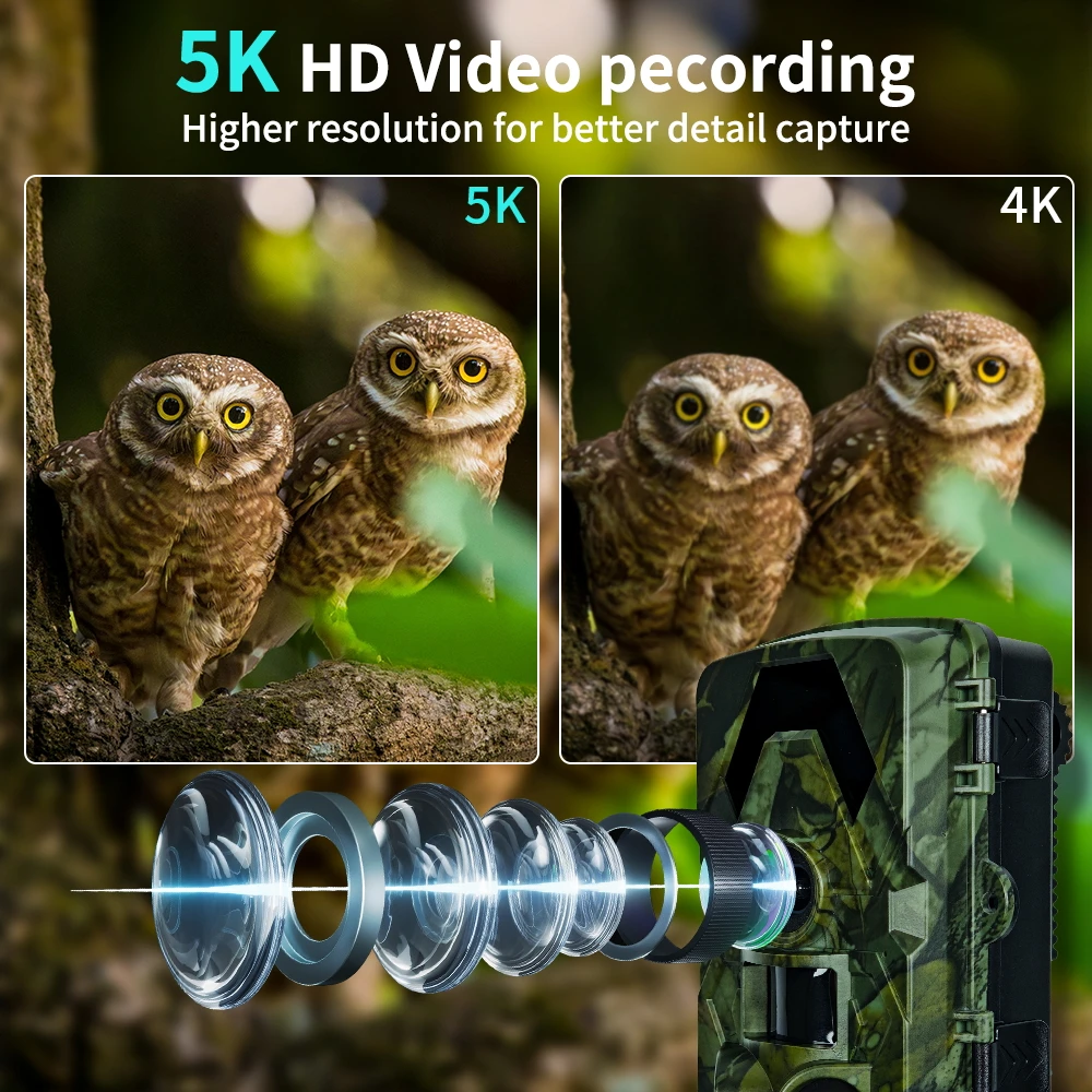 Cámara de rastreo infrarroja PR901 5K HD, cámara de juego de caza impermeable, aplicación TrailCam Go View de 60MP, descarga de fotos, observación de animales - imagen 5