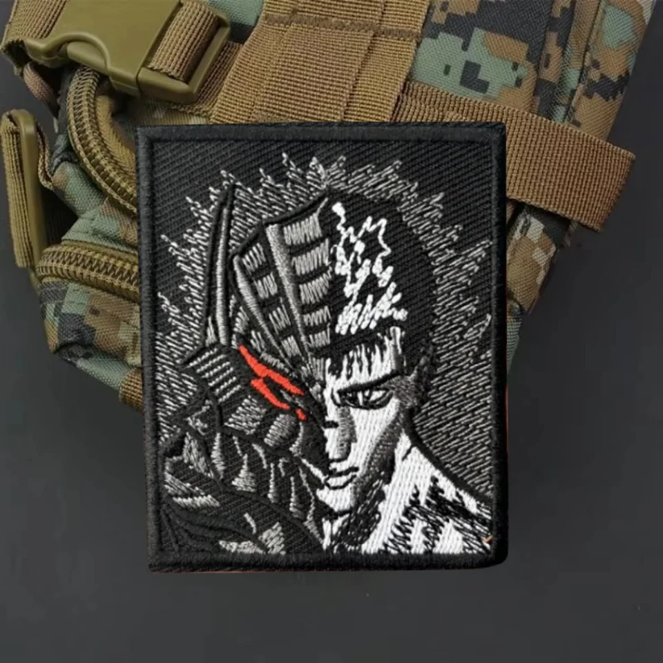 Insignia de moral táctica de soldado de Anime, parche táctico bordado con gancho y bucle de calavera, brazalete militar, pegatinas para ropa y mochila - imagen 2