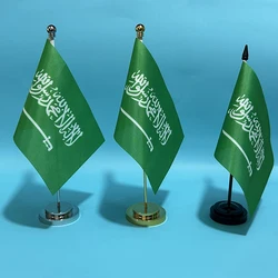 BANDERA DE SKY, bandera de escritorio de oficina de Arabia Saudita, 14x21cm, poliéster, bandera nacional de Arabia Saudita, adornos de escritorio, banderas