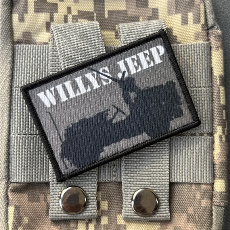 Parche impreso "WWII Willys Jeep", insignia de moral táctica, gancho y bucle, mochila militar, ropa, pegatina decorativa, brazalete - imagen 3