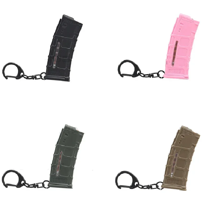 Mini llavero con forma de revista 1:4, revista de pistola de plástico completamente cargada, decoraciones de regalo, llavero con ventana transparente - imagen 2