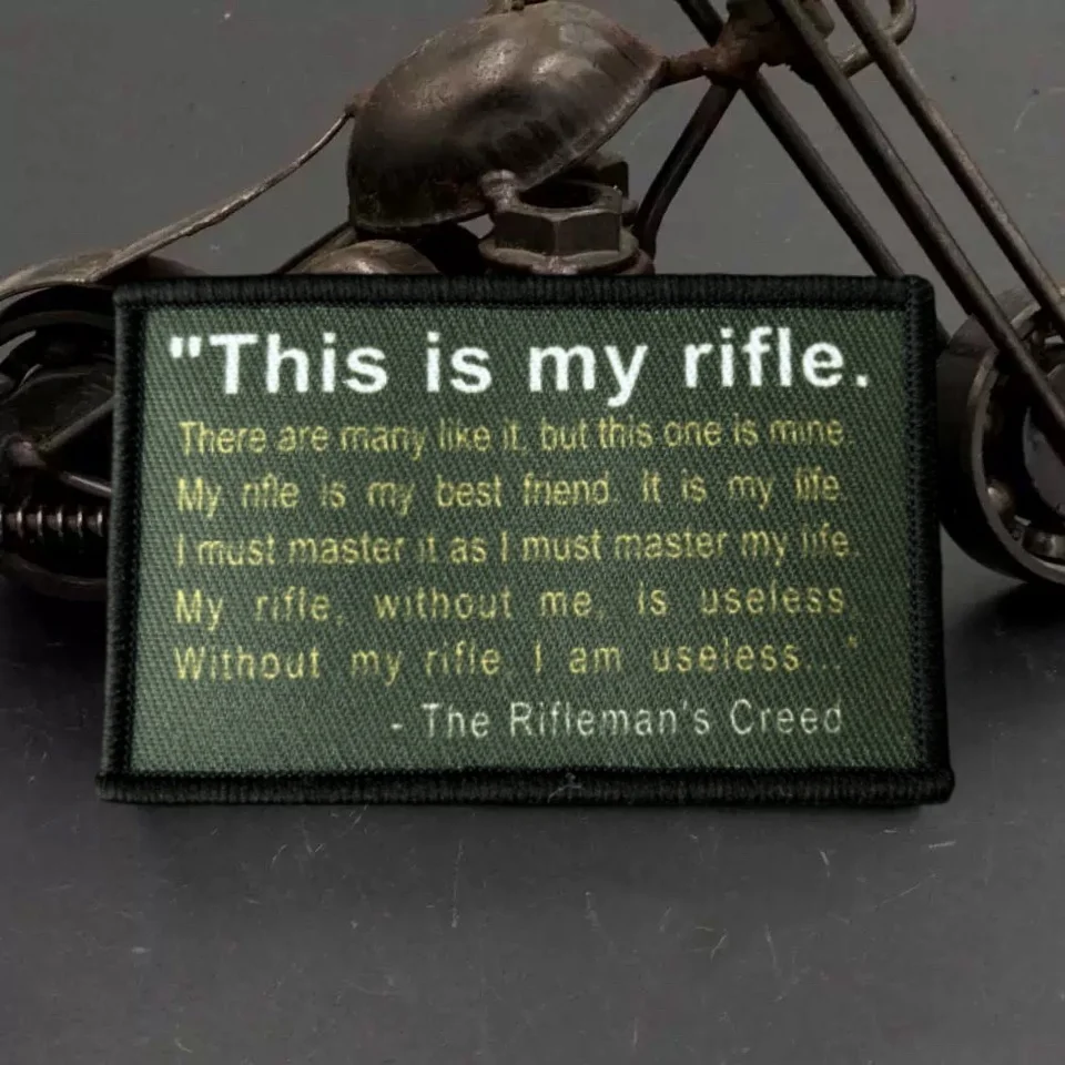 Parche impreso The Rifleman's Creed Morale, insignia táctica militar, brazalete de EE. UU., pegatinas para mochila con gancho y bucle - imagen 5