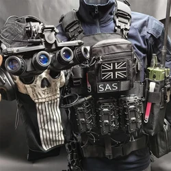 Airsoft Call of Duty 19 COD Ghost Nightwar Style Plate Carrier y casco Set Call of Duty 19cos Servicio Equipo de exposición de cómic