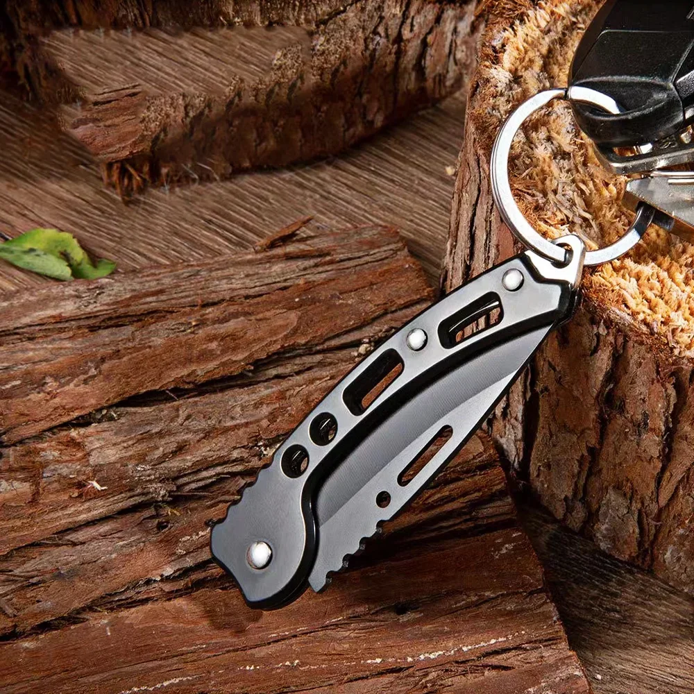 Llavero táctico acero inoxidable plegable con cuchillo y espejo - imagen 4
