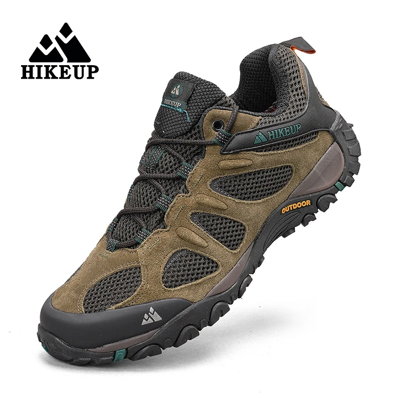 HIKEUP, nuevos zapatos antideslizantes resistentes al desgaste para hombres, zapatos de senderismo al aire libre, transpirables, a prueba de salpicaduras, zapatillas de escalada para hombres, zapatos de caza y montaña - imagen 4