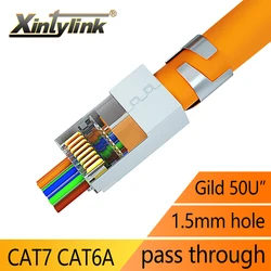 Xintylink Conector RJ45 CAT7 blindado - 10 Gbps, paso a través 1,5 mm