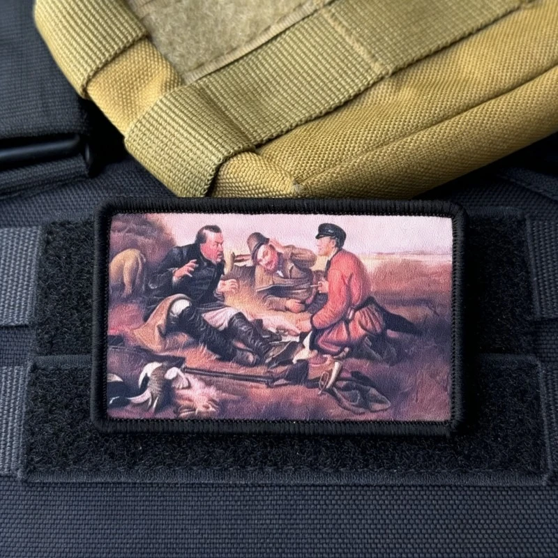 Parche táctico caza vintage de tres cazadores con velcro gancho bucle - imagen 2
