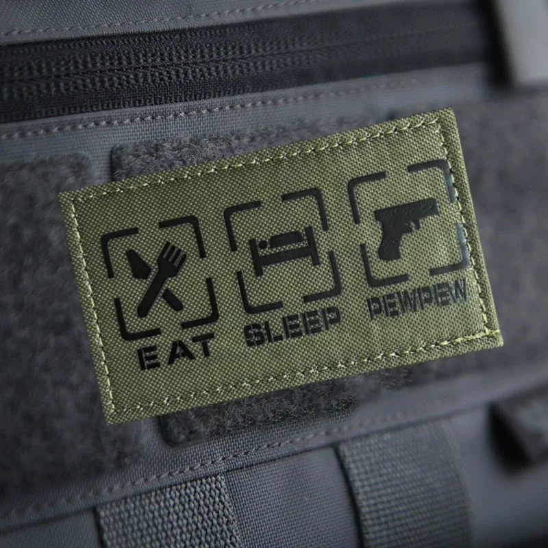 Insignia de moral táctica "EAT SLEEP PEWPEW", parche impreso con corte láser para ropa, gancho, bucle, parches militares, pegatinas para mochila - imagen 2