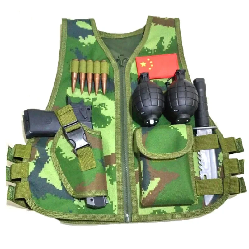 Chaleco de camuflaje del ejército para niños, chaleco táctico militar de francotirador, uniforme de caza, ropa de combate en la jungla, chaleco de juego CS para niños - imagen 4