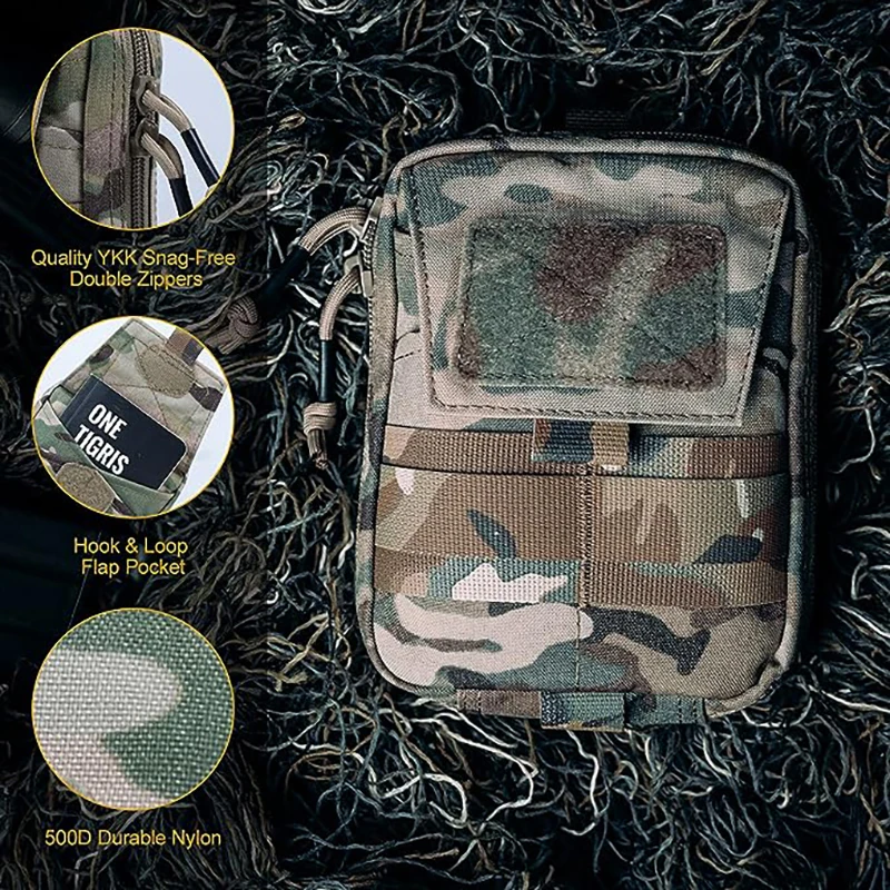 ONETIGRIS-bolsas MOLLE, organizador táctico, bolsillos médicos, dispositivo EDC, botiquín de primeros auxilios, bolsa emergente para tratamiento de acampada - imagen 2