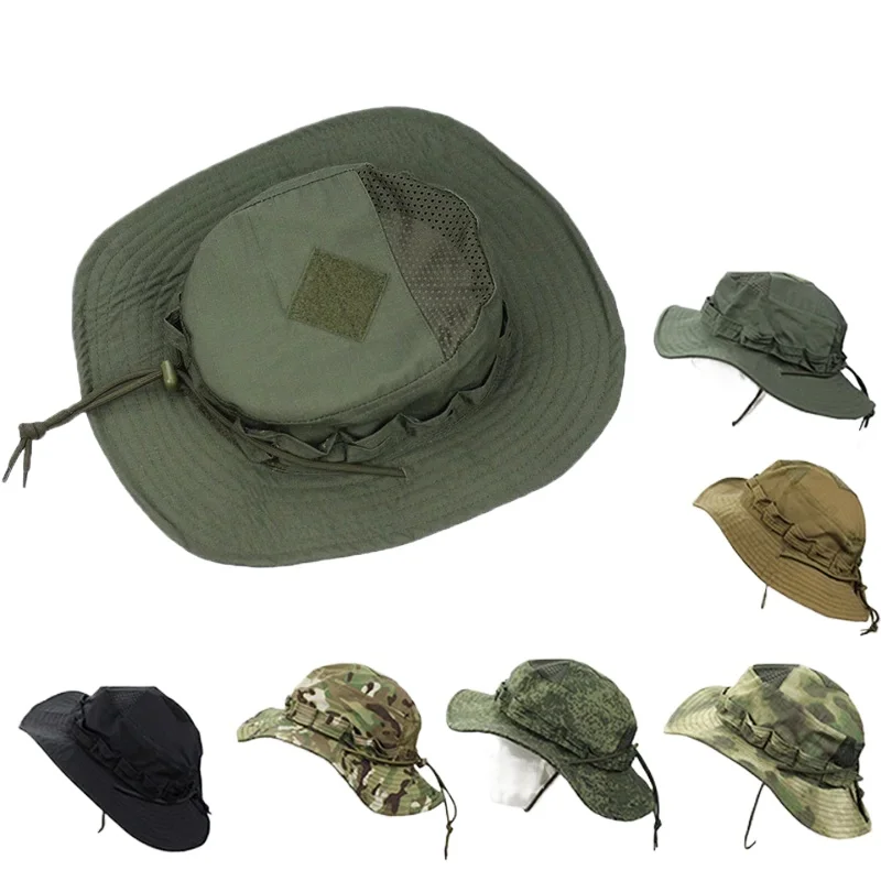 Gorra Bonnie de camuflaje táctico para entusiastas de los EE. UU., cubo de bolsillo cuadrado, sombreros Benny, pesca Multicam, senderismo al aire libre, gorras para el sol - imagen 3