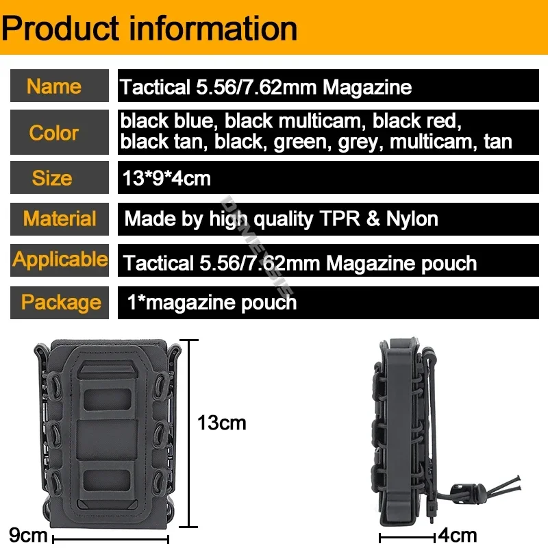 Bolsa táctica para revistas, funda con funda para Mag rápida, Rifle de Paintball Airsoft, 7,62mm, Molle Softshell Mag Carrier para M4 AR15 M16 AK - imagen 3