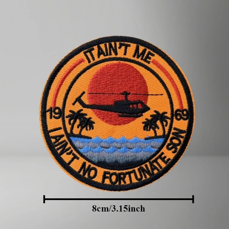 Tactische Moreel Badge Zonsondergang Vliegtuig Borduurpatch op Kleding Haak Lus Patches Rugzak Stickers Armband - imagen 3