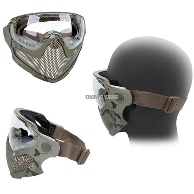 Máscara táctica Airsoft de cara completa con protección ocular de malla de acero para una rápida compatibilidad con casco - imagen 4